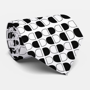 Geometrischer Schwarz-Weiß-Halbkreis Krawatte
