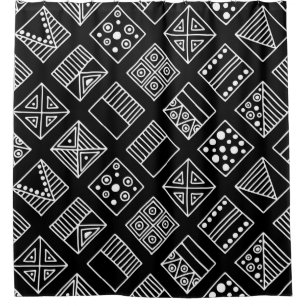 geometrischer Schwarz-Weiß-Hintergrund mit Hand d Duschvorhang