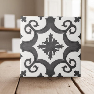 Geometrischer, Schwarz-weißer marokkanischer Stil Fliese