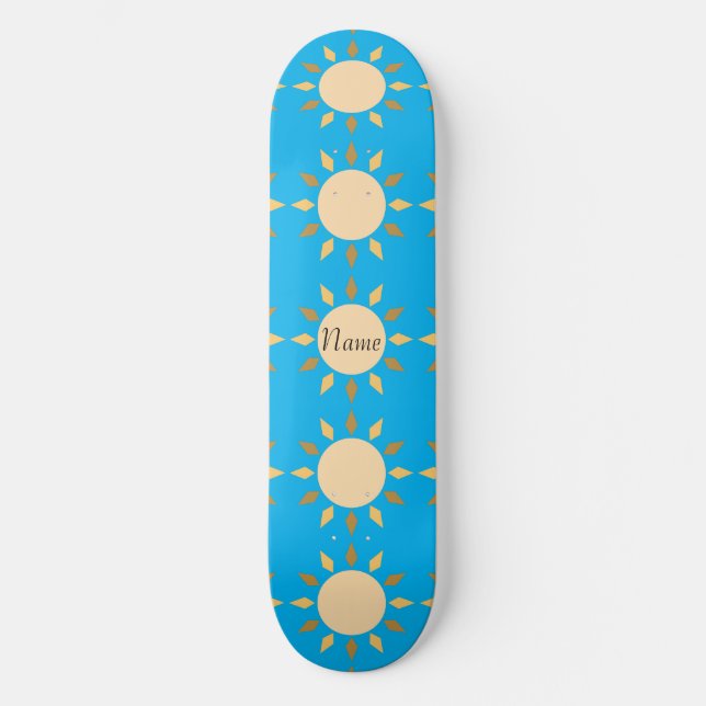 Geometrischer Sonnenkreis Thunder_Cove Skateboard (Vorderseite)