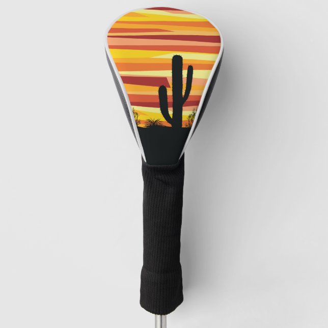Geometrischer Sonnenuntergang Golf Headcover (Vorderseite)