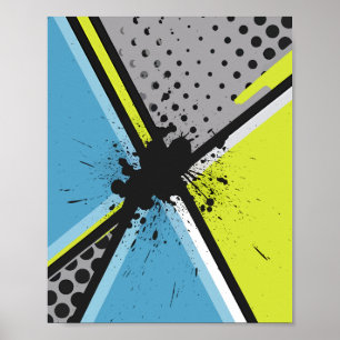 Geometrischer Spritzer mit Halbtonpunkten Poster