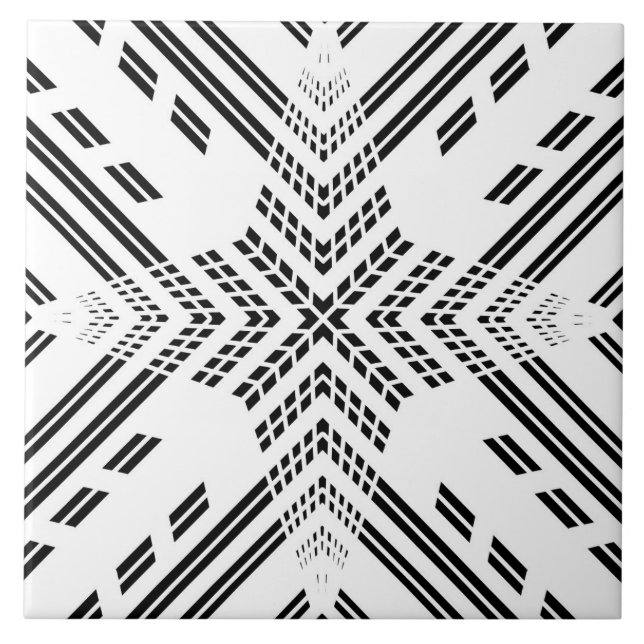 Geometrischer Stern für Schwarz und Weiß Fliese (Vorderseite)