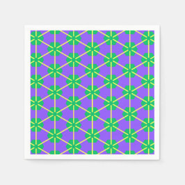 Geometrischer Sternenexplosion in Lila, Grün und G Serviette