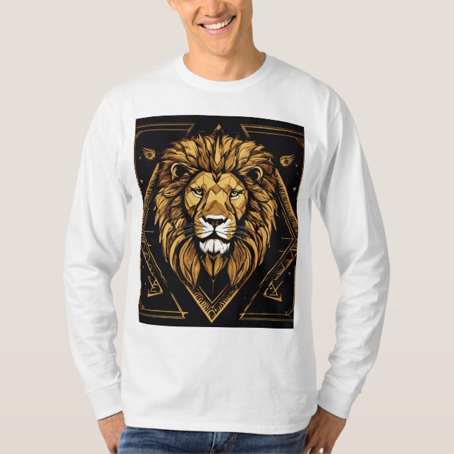 Geometrischer T - Shirt Lion Halftone: Dicke Textu (Vorderseite)