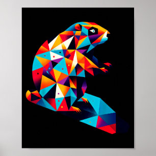 Geometrischer Tag des Murmeltieres Lebendige Polyg Poster