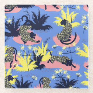 Geometrischer Tiger, Leopard: Kindermuster. Glasuntersetzer