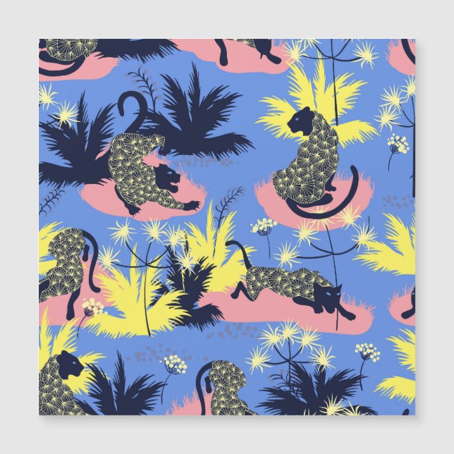 Geometrischer Tiger, Leopard: Kindermuster. Magnetkarte (Vorderseite)