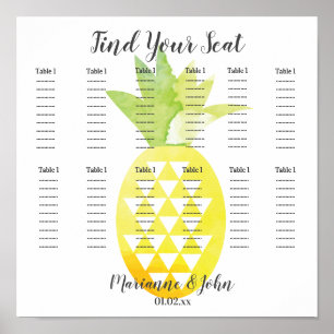 Geometrischer Tropischer Ananas Hochzeits-Sitzplan Poster