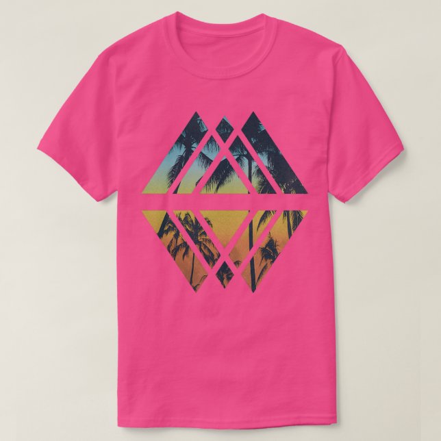 Geometrischer tropischer Strand T-Shirt (Design vorne)