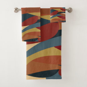 Geometrischer undurchsichtiger Buntglas-Stil Abstr Badhandtuch Set