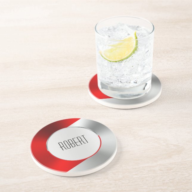 geometrischer Untersetzer für metallisches Rot und (Seite)