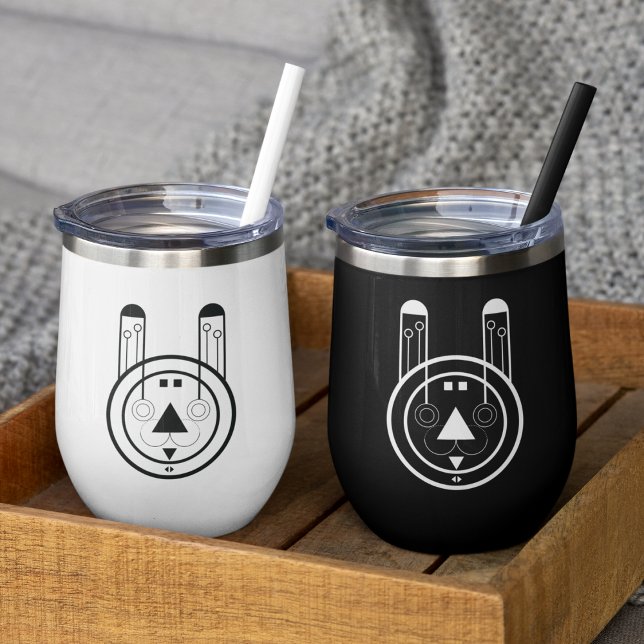 Geometrischer Usagi-Hase Zodiac (Sip with celestial style using this chic Usagi Rabbit zodiac wine tumbler.)