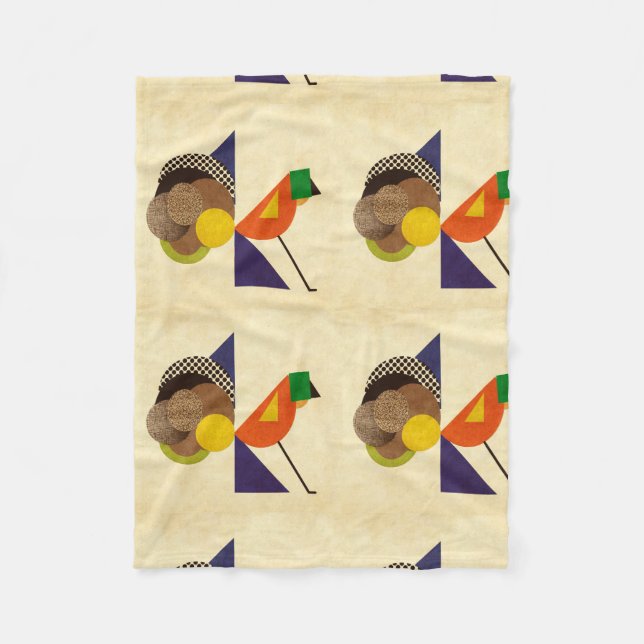 Geometrischer Vogel Fleecedecke (Vorderseite)