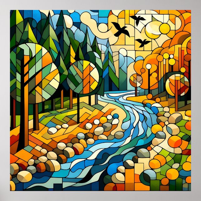 Geometrischer Wald Poster (Vorne)