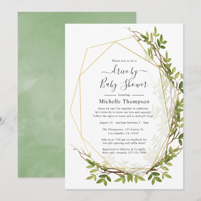 Geometrischer Wasserfarbenantrieb durch Dusche Einladung (Vorne/Hinten)