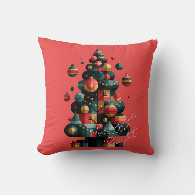 Geometrischer Weihnachtsbaum Kissen (Vorderseite)