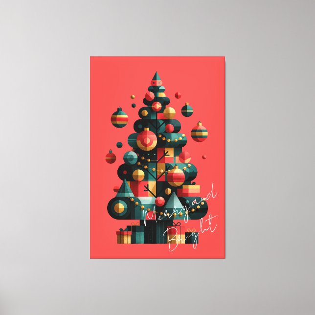 Geometrischer Weihnachtsbaum Leinwanddruck (Vorderseite)
