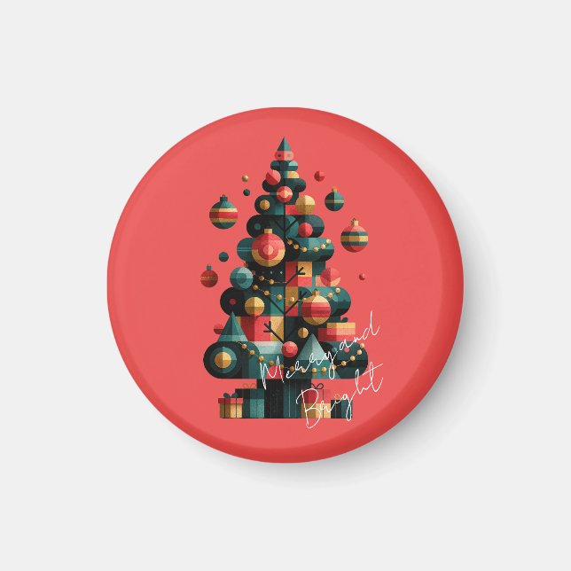 Geometrischer Weihnachtsbaum Magnet (Vorne)