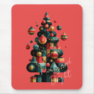 Geometrischer Weihnachtsbaum Mousepad
