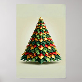 Geometrischer Weihnachtsbaum Poster