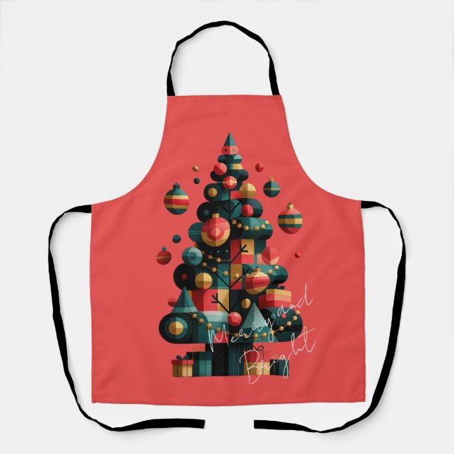 Geometrischer Weihnachtsbaum Schürze (Vorderseite)