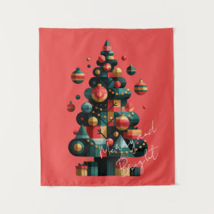 Geometrischer Weihnachtsbaum Wandteppich