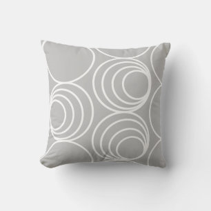 Geometrischer weißer Kreis Silver Grau Modernes Ab Kissen