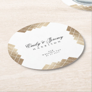 Geometrischer White Gatsby Wedding Table Untersetz Runder Pappuntersetzer
