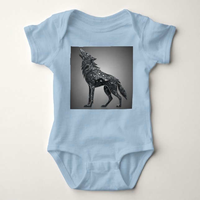 Geometrischer Wolf Abstrakt Baby Strampler (Vorderseite)
