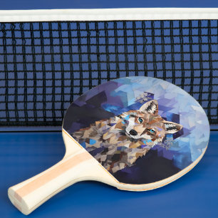 Geometrischer Wolf Berg Tischtennis Schläger