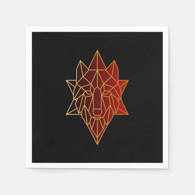 Geometrischer Wolf Goldener Farbverlauf Serviette (Vorderseite)
