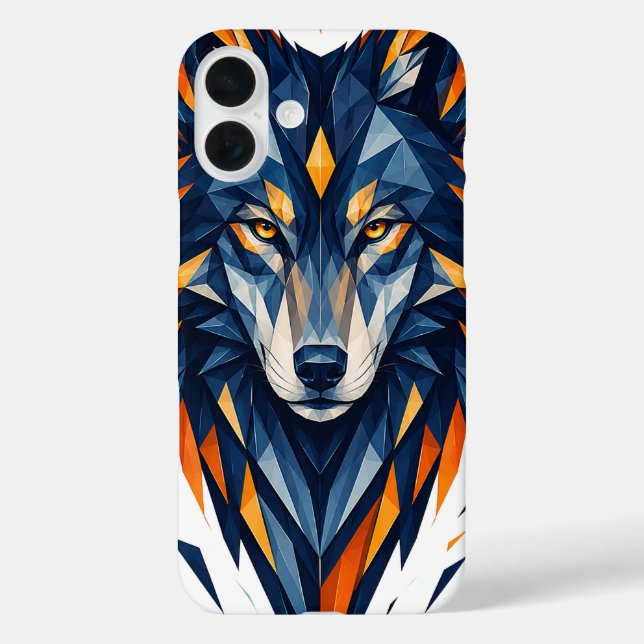 Geometrischer Wolf Schwarz & Orange Polygonal Kuns Case-Mate iPhone Hülle (Rückseite)