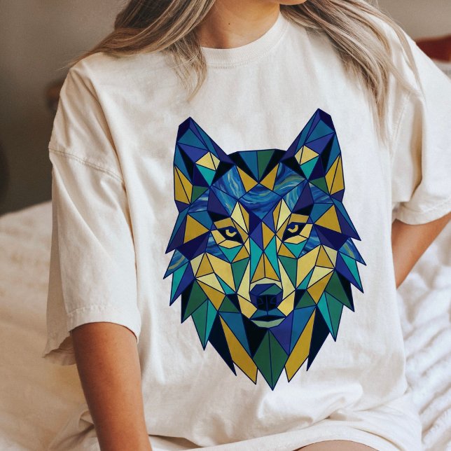 Geometrischer Wolfskopf Polygon-Kunst Tri-Blend Shirt (Von Creator hochgeladen)