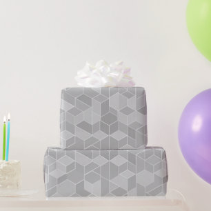 Geometrischer Würfel Grau Silber Abstraktes Muster Geschenkpapier