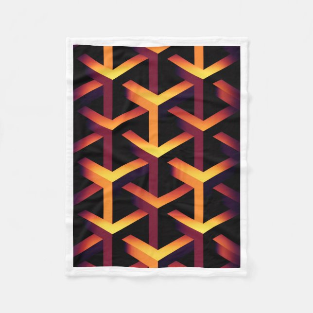 Geometrisches 3D-Optik-Illusionsmuster-Fleece-Deck Fleecedecke (Vorderseite)