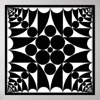 Geometrisches 9 Schwarz-Weiß-Poster Poster