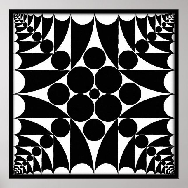 Geometrisches 9 Schwarz-Weiß-Poster Poster (Vorne)