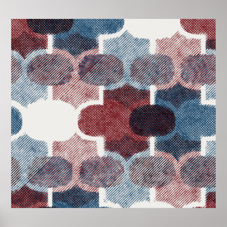 Geometrisches Abstrakt Red Blue Muster Poster