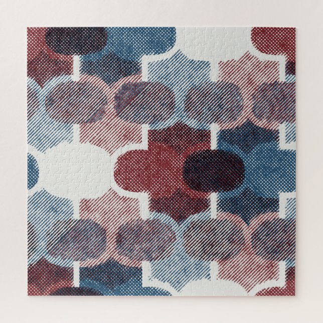Geometrisches Abstrakt Red Blue Muster Puzzle (Vertikal)
