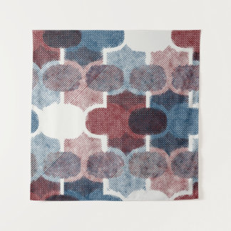 Geometrisches Abstrakt Red Blue Muster Wandteppich