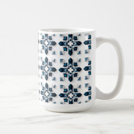 Geometrisches abstraktes Design in Blau und Weiß Kaffeetasse