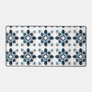 Geometrisches abstraktes Design in Blau und Weiß Schreibtischunterlage