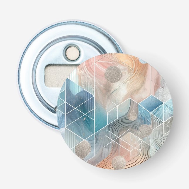 Geometrisches Abstraktes Magnet - Modernes Design Flaschenöffner (Vorderseite)