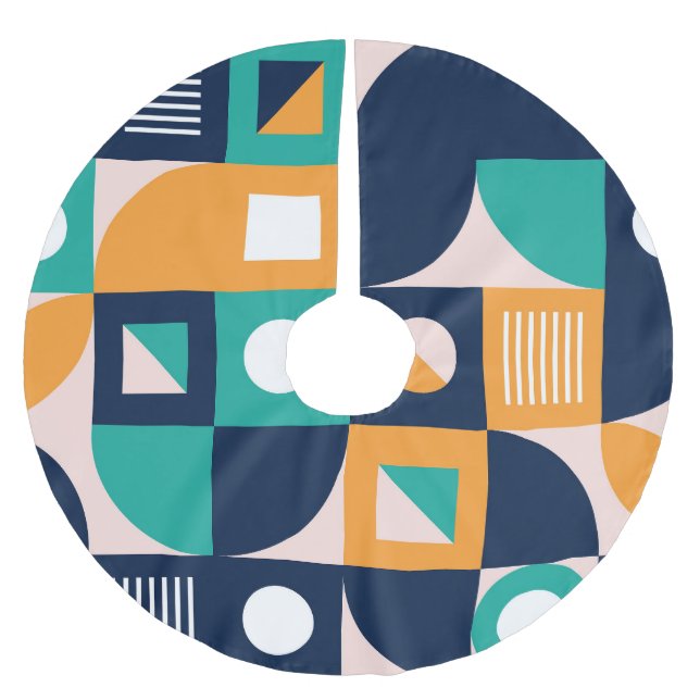 Geometrisches abstraktes Muster: buntes, modernes  Polyester Weihnachtsbaumdecke (Vorderseite)