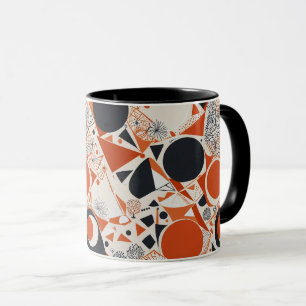 Geometrisches abstraktes Muster in Korallen, Rot u Tasse