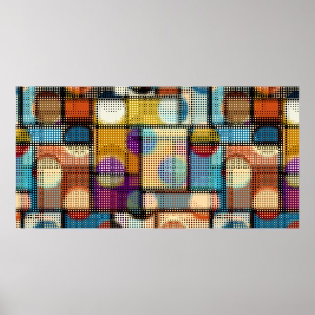 Geometrisches abstraktes Muster in Low-Poly-Pixela Poster (Vorne)
