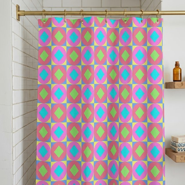 Geometrisches abstraktes Muster mit psychedelische Duschvorhang (Vibrant Geometric Abstract Psychedelic Pattern. Shower Curtain)