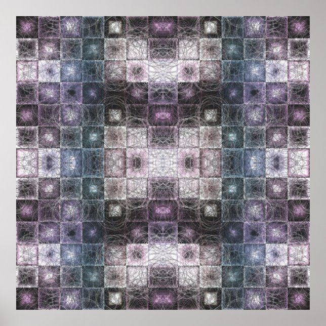 Geometrisches Abstraktes Muster mit Wireframe-Cube Poster (Vorne)