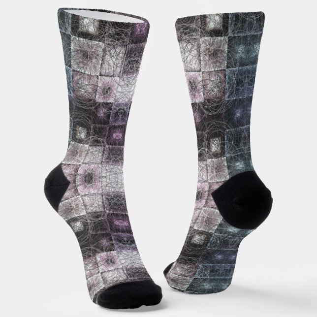 Geometrisches Abstraktes Muster mit Wireframe-Cube Socken (Gewinkelt)